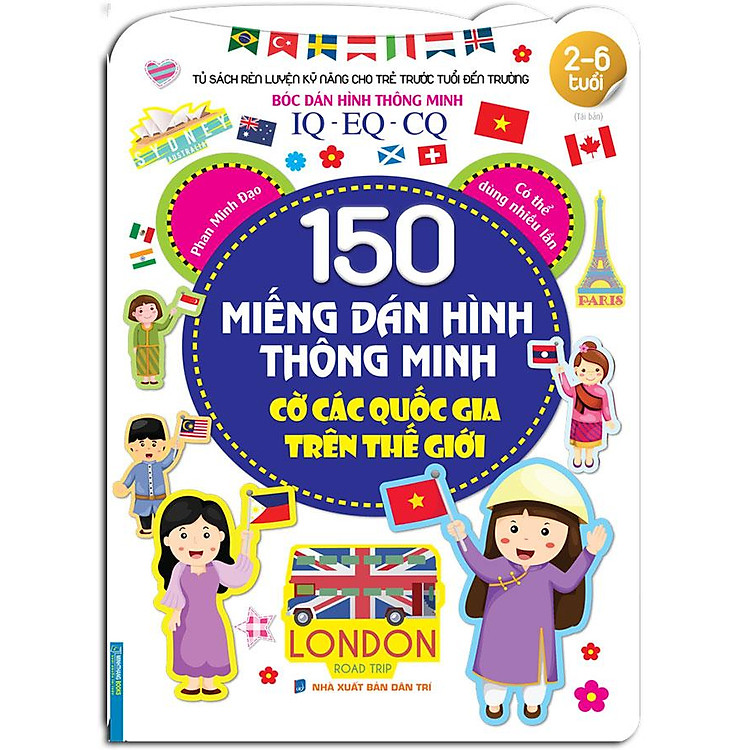 Bóc Dán Hình Thông Minh IQ-EQ-CQ - 150 Miếng Dán Hình Thông Minh - Cờ Các Quốc Gia Trên Thế Giới