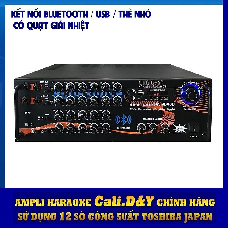Amply Bluetooth Ampli Karaoke Gia đình 12 sò lớn Cali.D&Y PA-9090D - Hàng chính hãng
