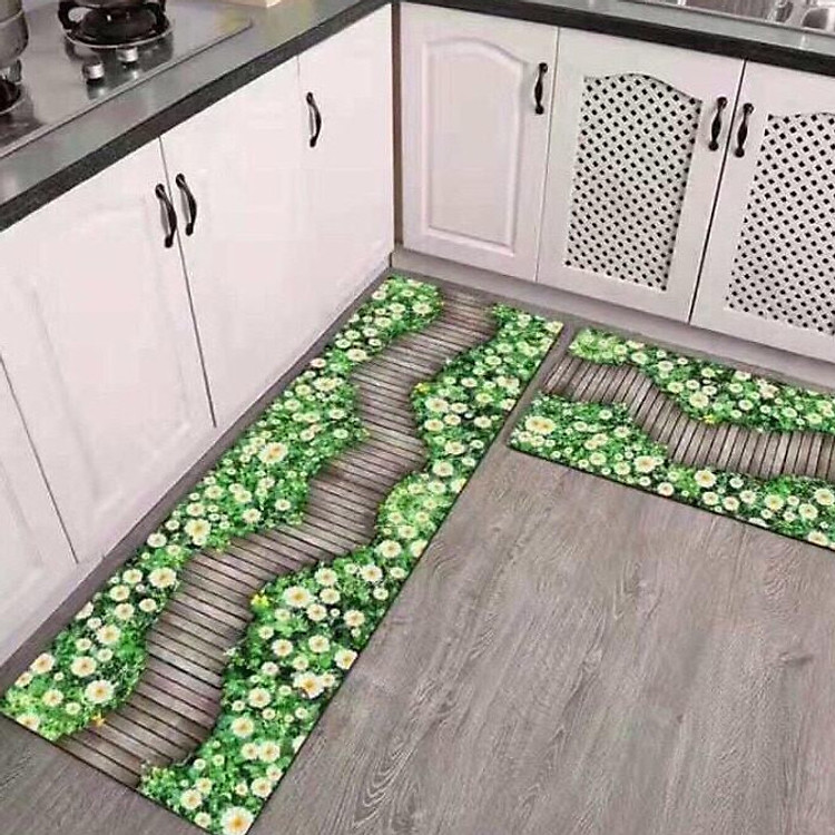 Thảm Bếp, Thảm Chùi Chân Cao Cấp Chống Trượt (40*60cm + 40*120 cm) Mẫu TB4