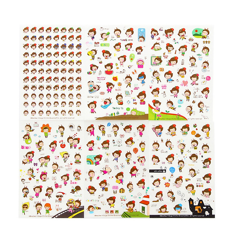 Bộ 6 tấm sticker trang trí Ong vàng