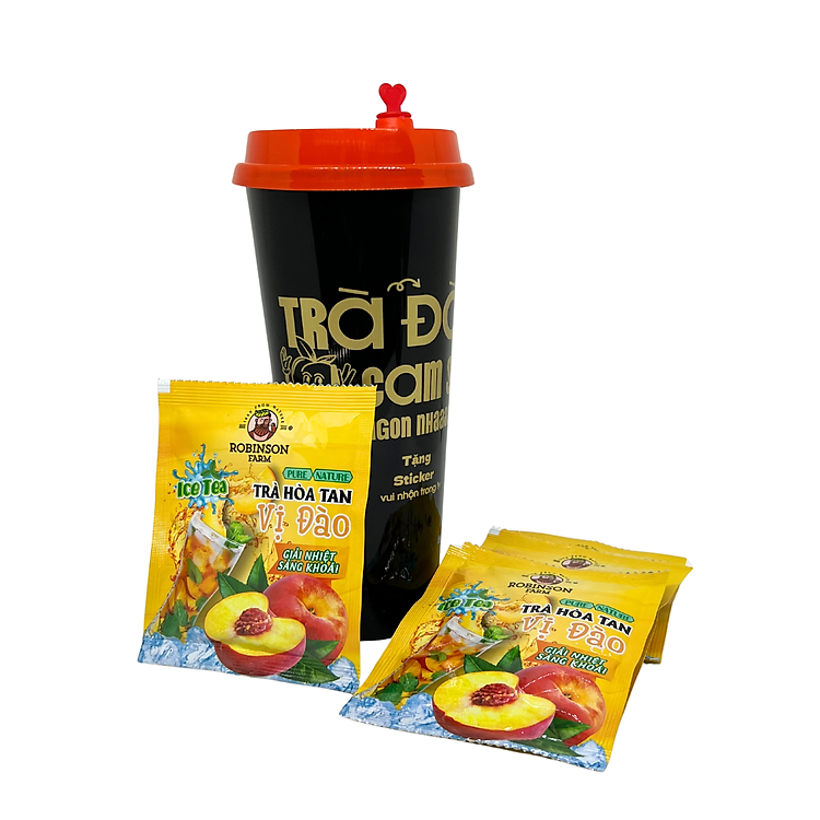 ROBINSON FARM - Trà hòa tan - Vị Đào Cam Sả - Ly nhựa 150g (10 gói x 15g)