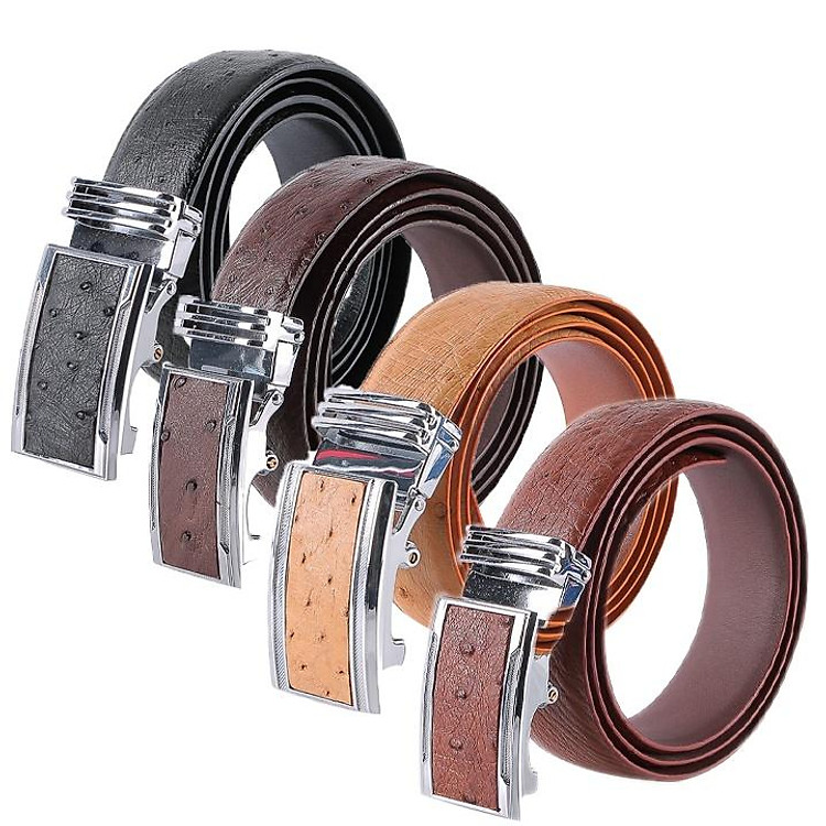 Thắt lưng nam da đà điểu Huy Hoàng da hột 3,5P màu đen, nâu đất, vàng bò, nâu đỏ HT4443-44-45-46