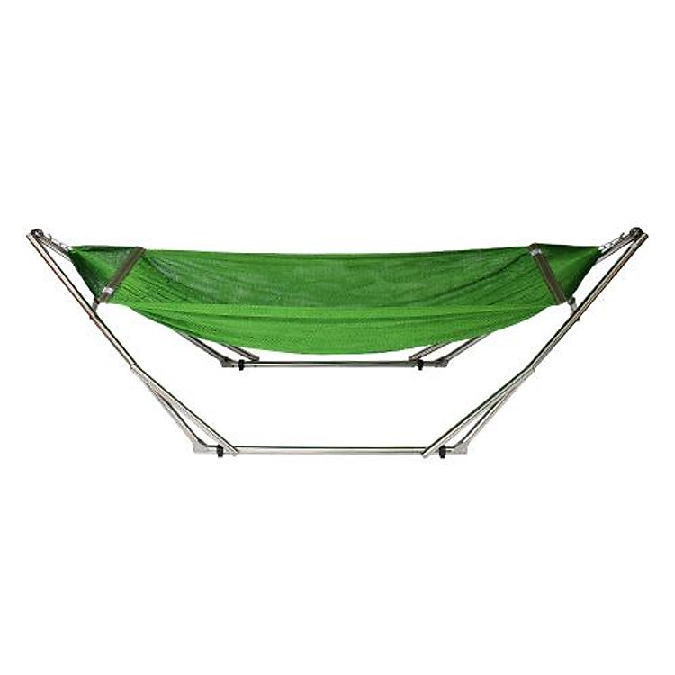 Bộ võng xếp người lớn khung inox phi tròn 32 lưới 2 lớp nẹp bản rộng 45cm màu xanh lá an toàn bền bỉ TD.