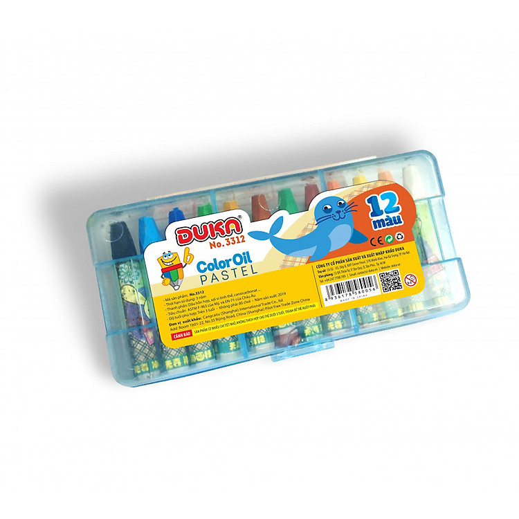 Bút Sáp Dầu Duka 12 Màu - Hộp Nhựa