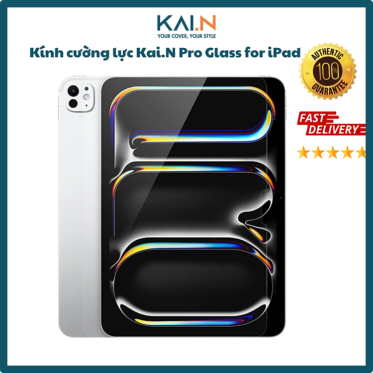 Miếng dán cường lực cho iPad Pro 13/ iPad Pro 11 M4, Air 11/ Air 13 2024 Kai.N Pro Glass (mỏng 0.2 mm, vát cạnh 2.5D)_ Hàng chính hãng