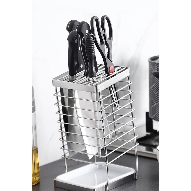 Kệ Để Dao Inox 304 Kèm Khay Nước - 16x11.8x25cm 539g