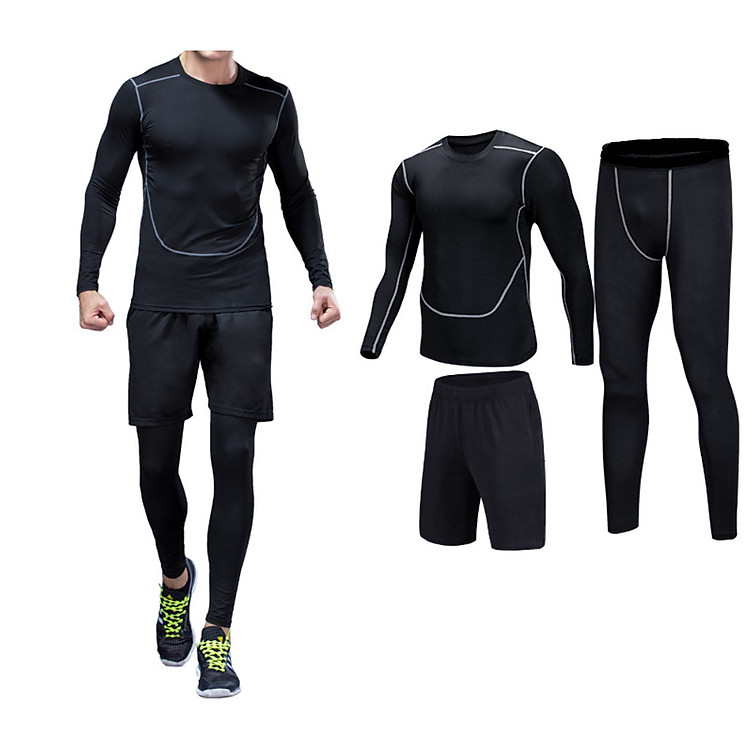 Áo Thể Thao Tập Gym Nam + Quần Tập Thể Thao Nam Amalife + Quần Tập Gym Legging Nam Cao Cấp