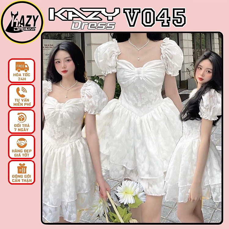 Váy xòe 2 tầng đính nơ phong cách tiểu thư sang chảnh KAZY DRESS V045