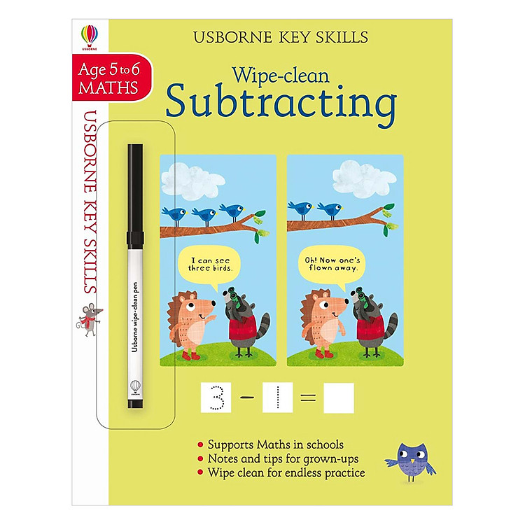 Sách Usborne Key Skills Wipe-Clean: Subtracting 5-6