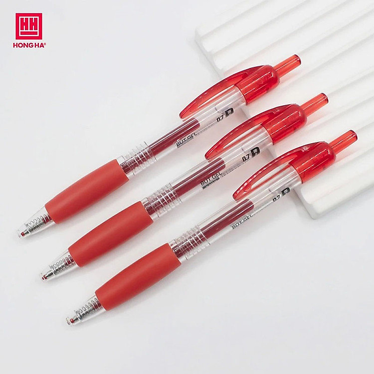 Hộp Bút Gel Hồng Hà 0.7mm (12 chiếc) – Mực đỏ