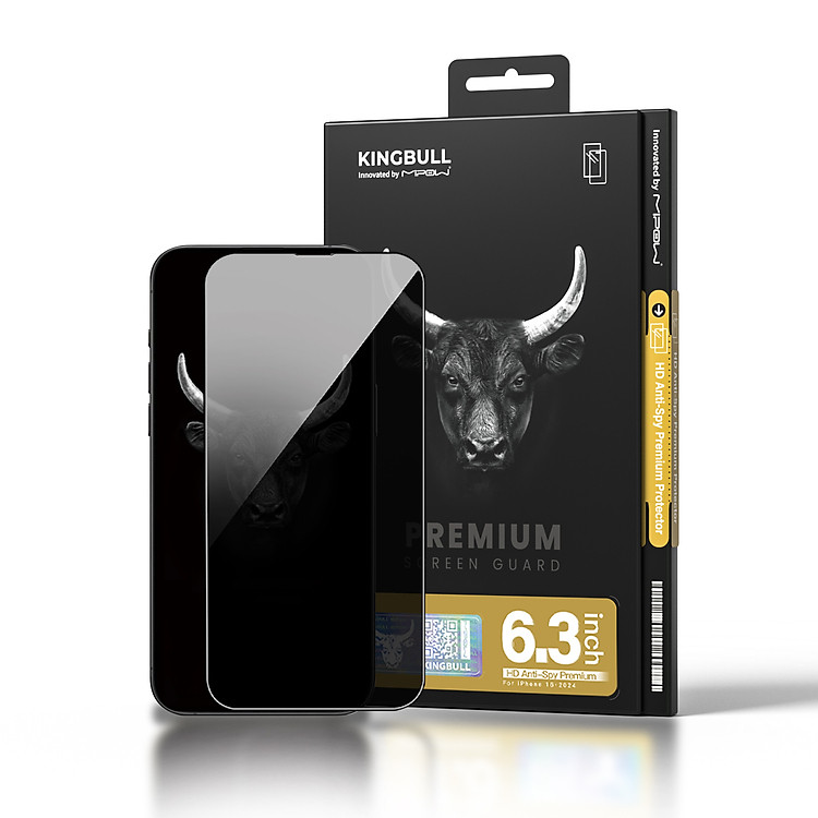 Miếng Dán Cường Lực Chống Nhìn Trộm Mipow Kingbull ANTI-SPY Premium iPhone 16 / 16 Plus/ iPhone 16 Pro/ iphone 16 Promax_ Hàng chính hãng