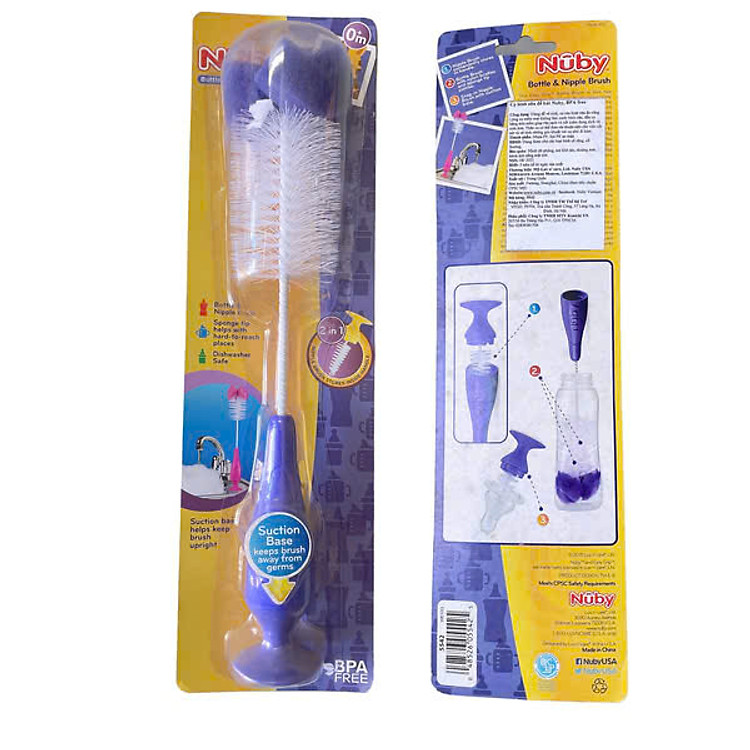 Cọ rửa bình sữa Nuby - Tím Chính hãng Giá tốt - Hình ảnh 2