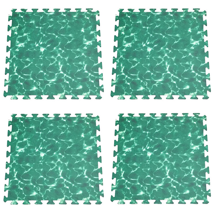 Bộ 4 tấm Thảm xốp lót sàn ECOBABY an toàn cho bé - hình sóng biển màu xanh lá - kích thước 1 tấm 60x60cm, độ dày khoảng 1cm