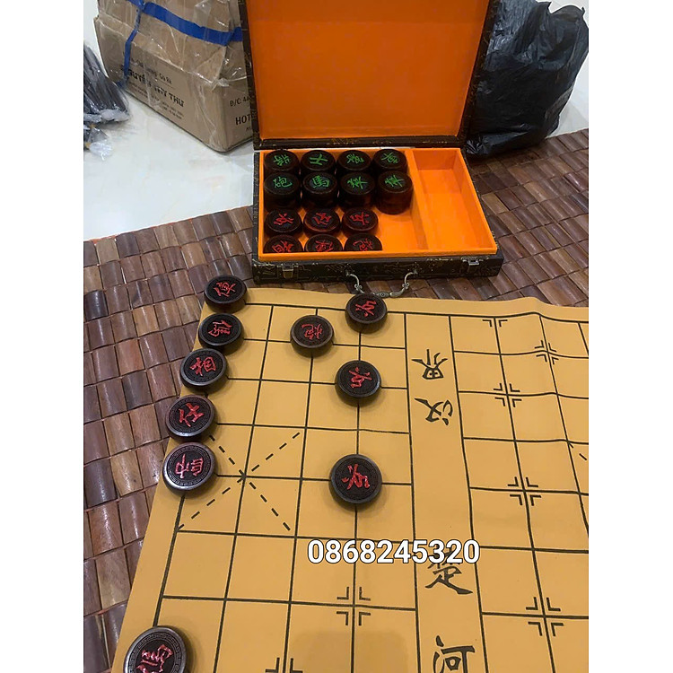 Quân cờ tướng gỗ trắc + hộp Chính hãng Ưu đãi - Hình ảnh 5