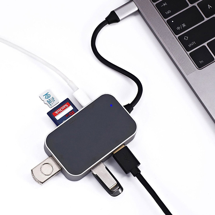 Hub chia USB Type-C 6 Cổng USB 3.0/SD/TF/TYPE-C