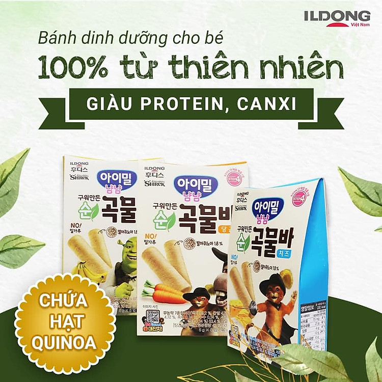 Bộ ba vị bánh cuộn ăn dặm cho bé ILDONG Hàn Quốc (120g)