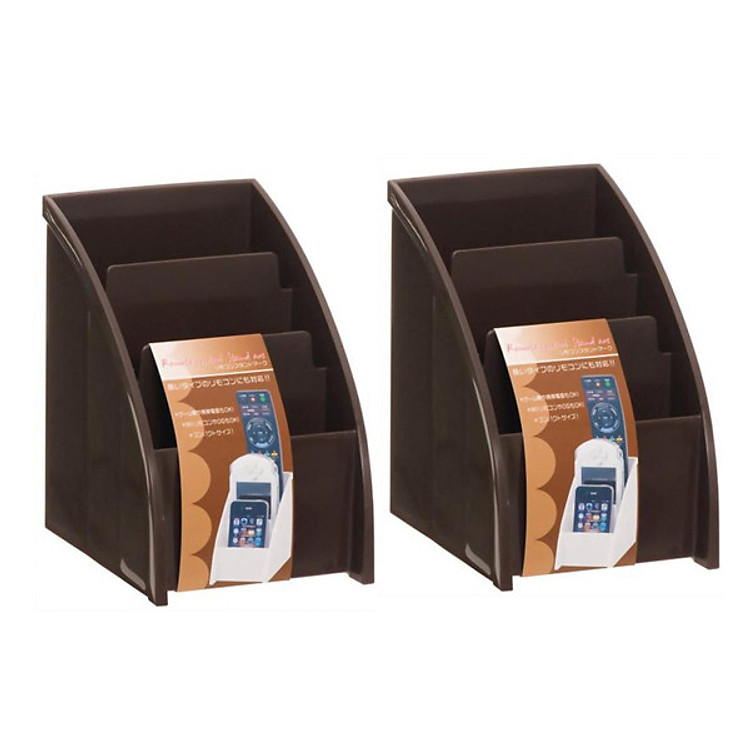 Combo 2 cái hộp 3 ngăn đựng bút, điều khiển - Nâu nội địa Nhật Bản