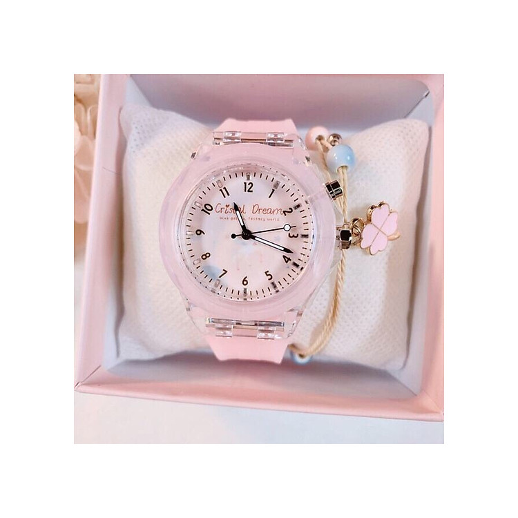 Đồng hồ nữ Gristal Dream dây cao su phát sáng nhiều màu rất đẹp
