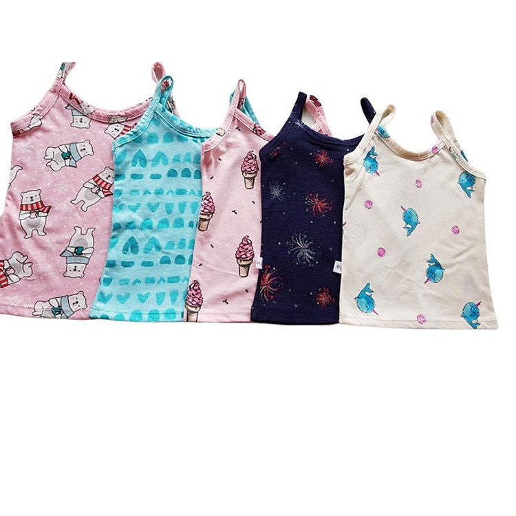 Áo Dây Bé Gái - 5 cái nhiều họa tiết - màu ngẫu nhiên đủ size cho bé từ 6- 40kg