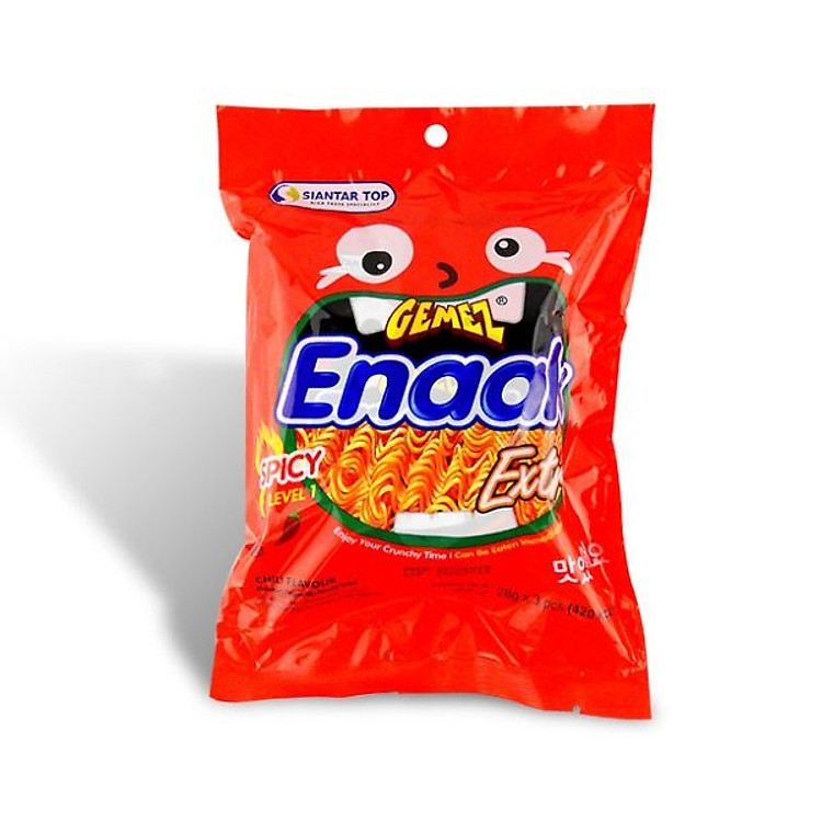 Hộp Snack mỳ enaak spicy 24 gói 28gram đỏ