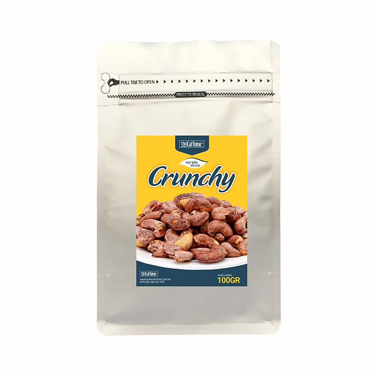 Hạt điều rang vỏ lụa cao cấp (cỡ hạt W210) Crunchy 100g - The Kaffeine