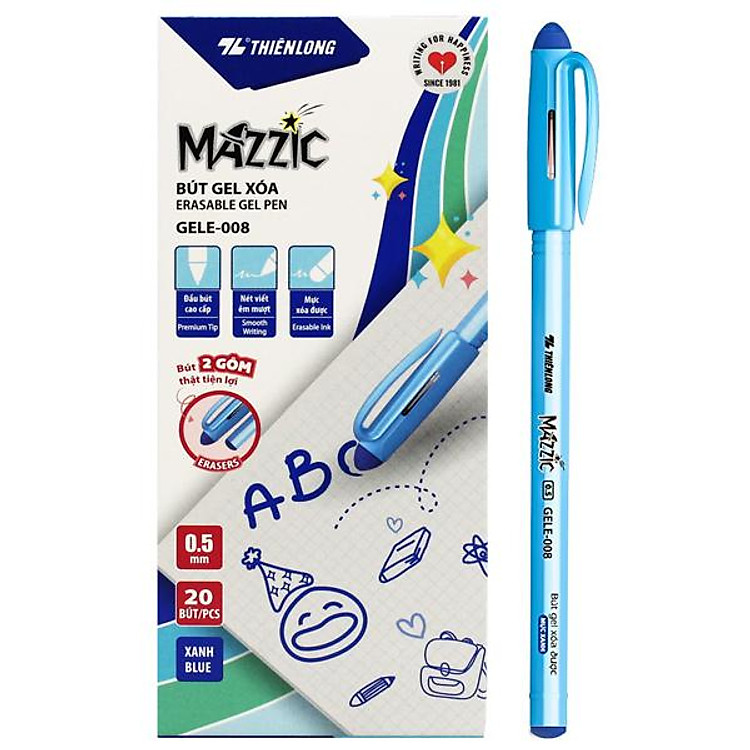 Hộp Bút Gel Xóa Được 0.5 mm Mazzic Thiên Long (20 chiếc)