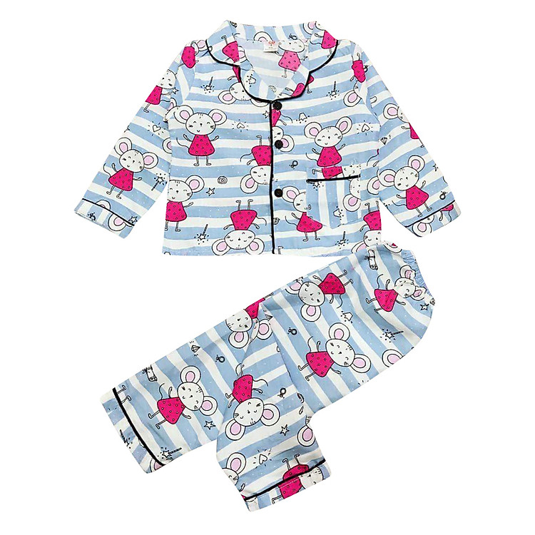 Set Pijama Dài Tay Cho Bé - Chuột Hồng