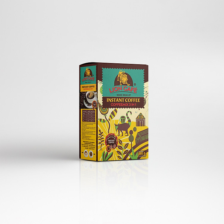 LION CAFE - Cà phê hòa tan 3in1 - Hộp 288g (16 gói x 18g)