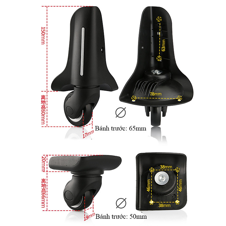 Bộ bánh xe vali vải 4 chiếc W02