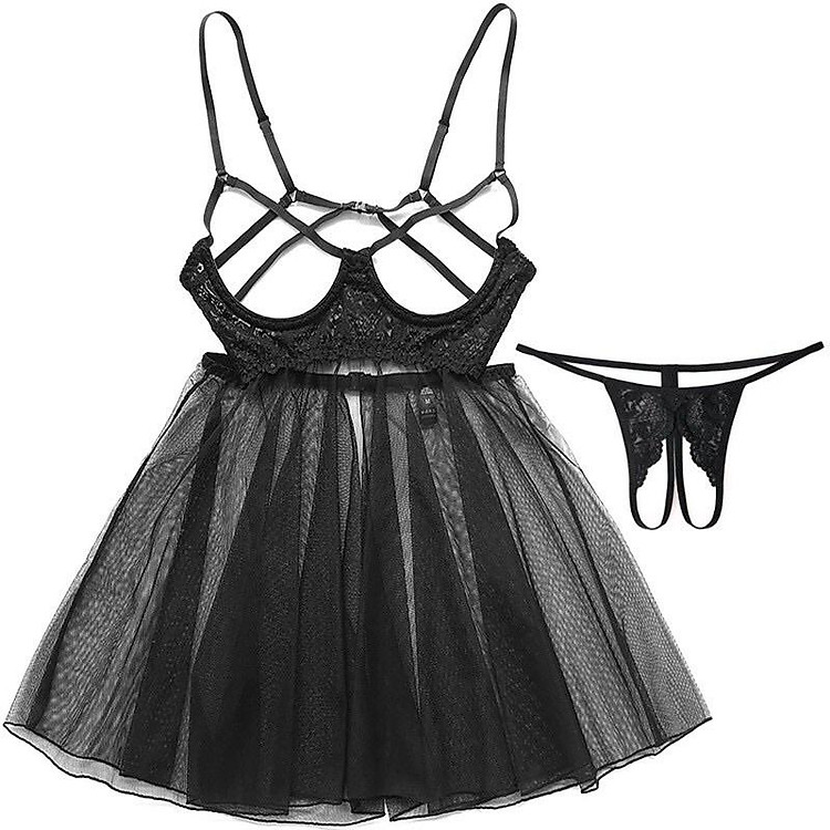 Đầm Ngủ Váy Ngủ Có Gọng Ngực Hai Dây Xuyên Thấu Hở Ngực Sexy Quyến Rũ Gợi Cảm Mainia Shop