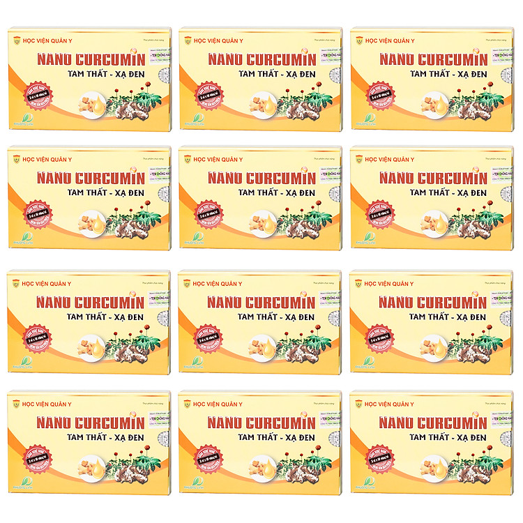 Combo 12 Thực Phẩm Chức Năng Nano Curcumin tam thất xạ đen Học Viện Quân Y (30 Viên/ hộp)