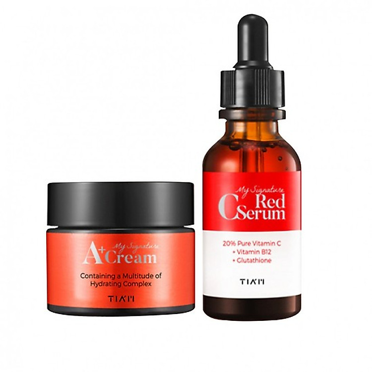 Bộ Tinh Chất Và Kem Dưỡng Trắng Sáng Da, Mờ Thâm TIAM (Red C Serum 30ml & A+ Cream 50ml)