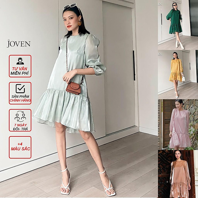 JOVEN-Đầm Organza Dress Chất Liệu Lụa Cao cấp
