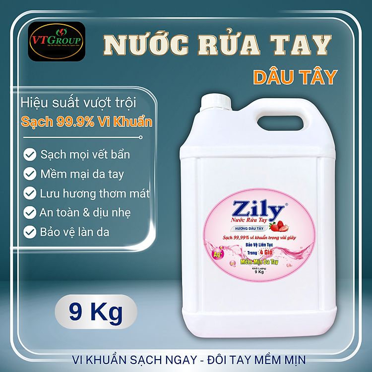 Nước rửa tay Zily can 9Kg - Tặng 1 dây xả vải Zily 10 gói