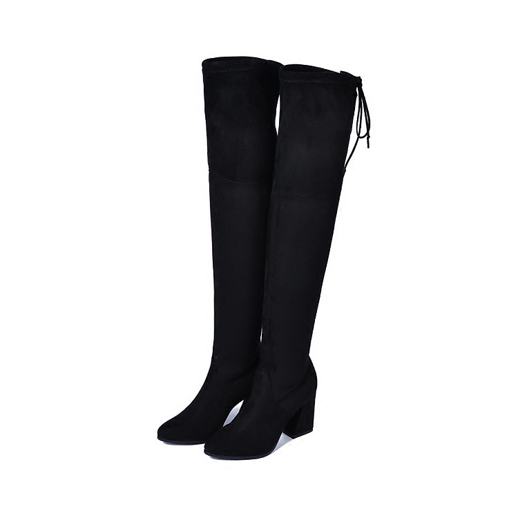 Boot nữ cổ cao gót vuông ngang đùi da lộn GCC0802