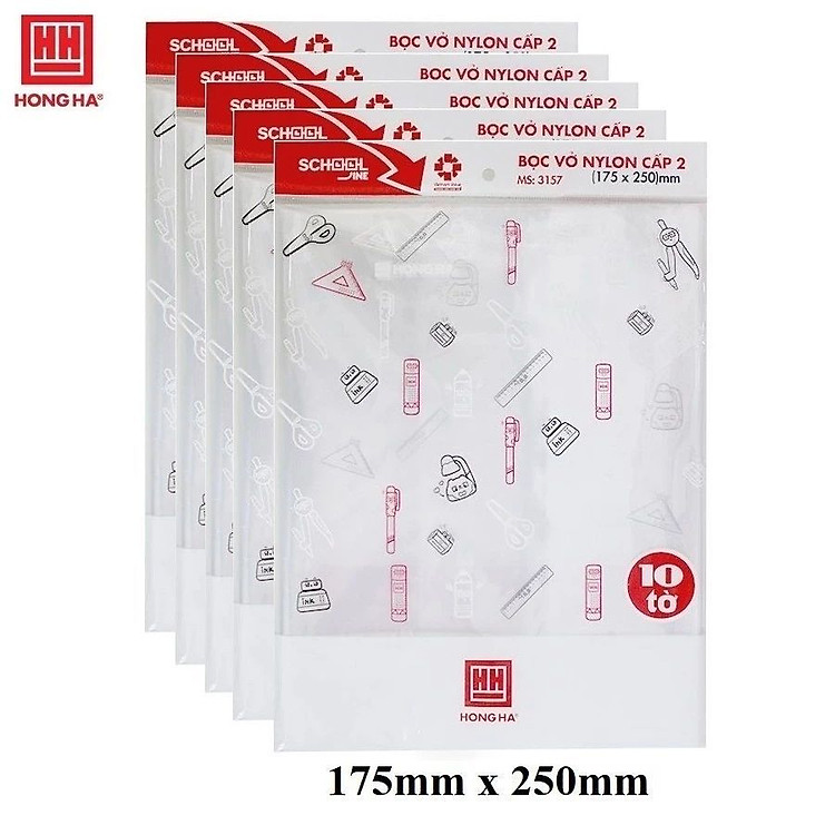 Set 5 tập bọc vở / bọc sách giáo khoa - Bọc bao tập vở nilon Hồng Hà 3269 / 3245 / 3157 / 3531