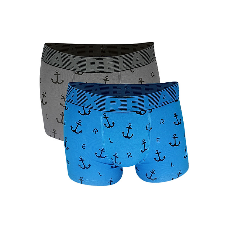 Combo 2 Quần Boxer Nam In Hình Mỏ Neo Giãn 4 Chiều Relax 2RLTK030