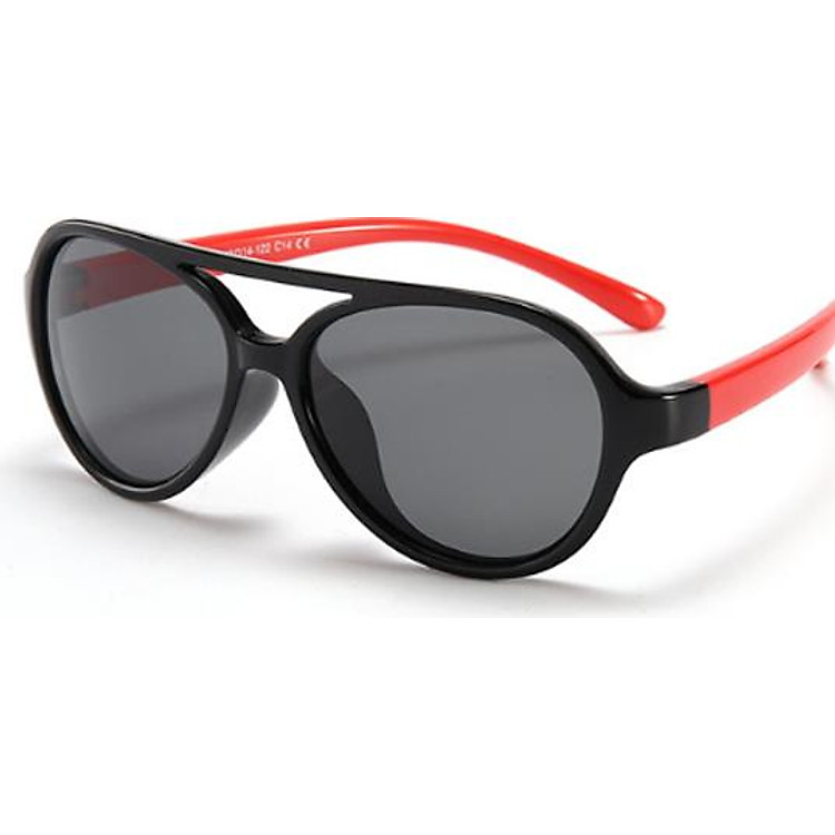 Kính mát cho bé thời trang, Mắt kính trẻ em gọng dẻo M15D Đen Đỏ