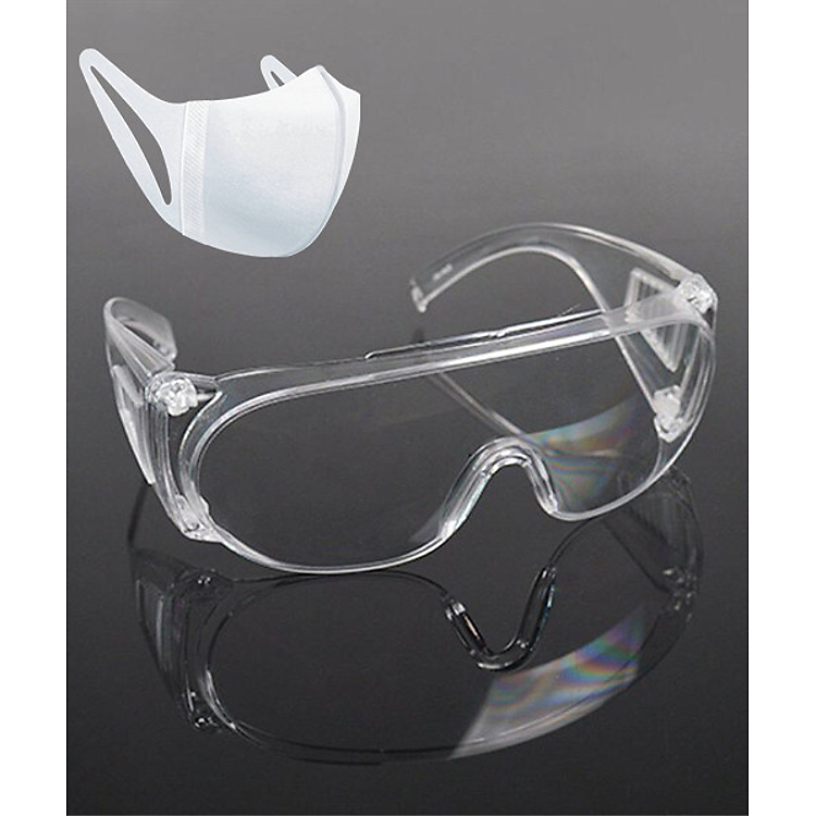 Kính nam nữ trong suốt chống bụi, cản tia UV, chắn gió, chống giọt bắn bảo vệ mắt- kính bảo hộ ( tặng kèm khẩu trang)