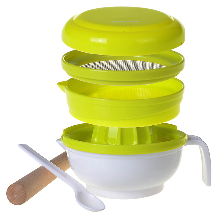 Bộ Chén Xay Thực Phẩm Đa Năng Cho Bé Kidsme (7 Món) - Xanh Lá