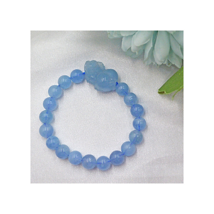 VÒNG TAY TỲ HƯU HỖ TRỢ TÀI LỘC, CÔNG VIỆC ĐÁ AQUAMARINE TỰ NHIÊN