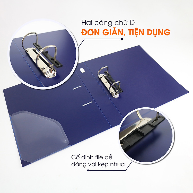 Bìa Còng D2 Switch OFF AO+ Nhựa PP A4 (2 Nhẫn, 3.5cm) - Xanh Tím Than - Ảnh 3