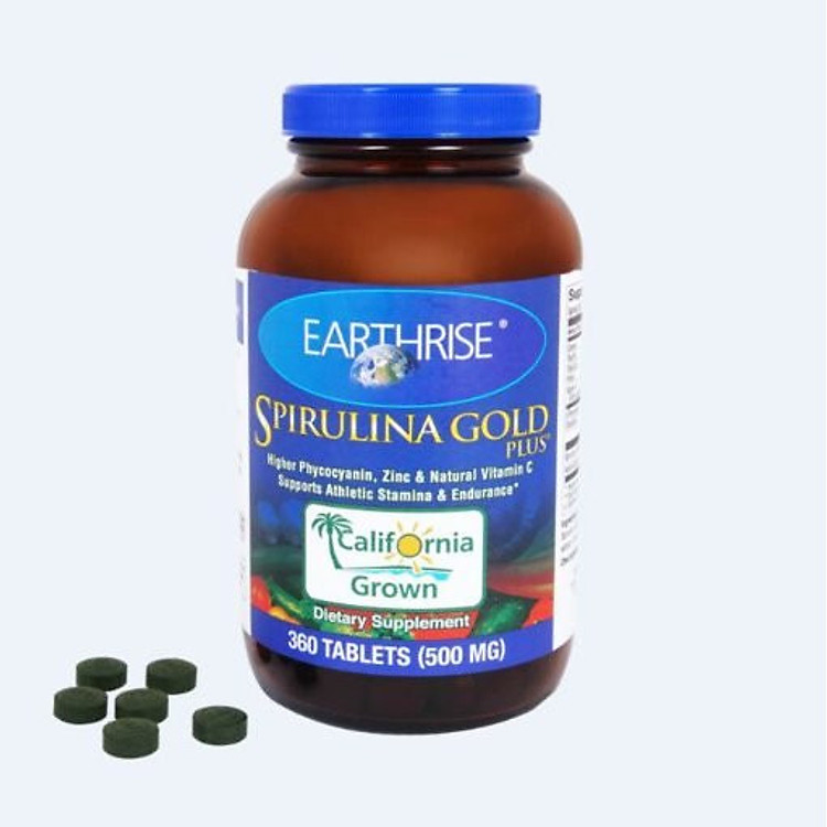 Tảo Mặt Trời Earthrise Spirulina Gold Plus - Hỗ trợ tăng cân - Lọ 360 viên