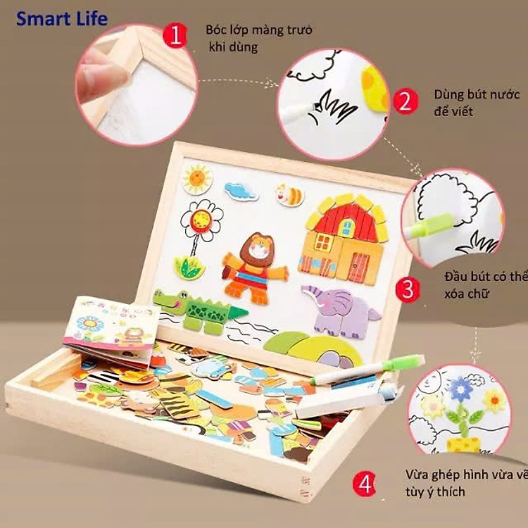 Bộ tranh ghép gỗ nam châm cho bé Chính hãng Tiết kiệm - Hình ảnh 4