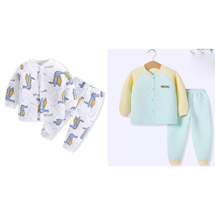 Combo 2 bộ trần bông xuất Nhật cao cấp cho bé, Quần áo ấm thu đông cho bé