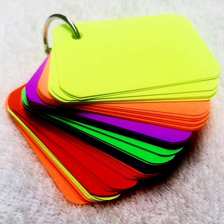 Combo 1000 thẻ flashcards 8 màu dạ quang cao cấp học tiếng anh - Flashcard Phan Liên