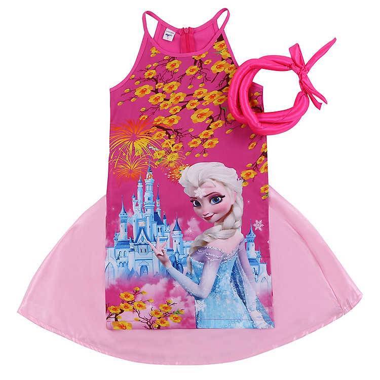 Áo Dài Elsa BONCHOP ADBG-135150679D - Hồng Đậm (Tặng Kèm Mấn)