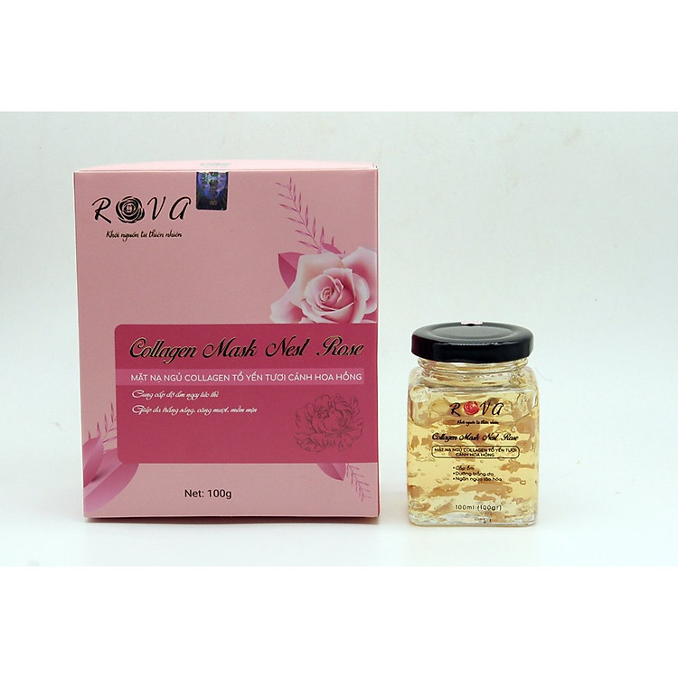 Mặt nạ ngủ tổ yến tươi cánh hoa hồng Rova cho làn da tươi sáng