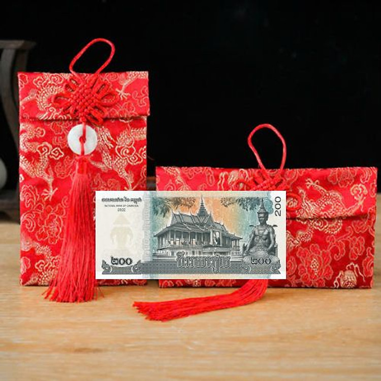 Túi gấm màu xanh 200 Cambodia - Ảnh 2