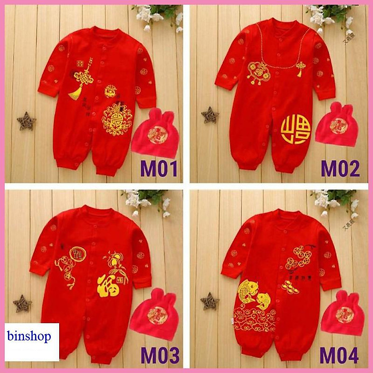 (Hàng cao cấp - siêu hot) Bộ body Tết Tài Lộc quần áo dài tay cho Bé yêu (0 - 12m) BTE1
